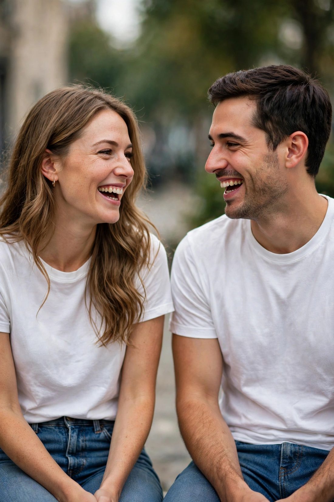 Julia y Carlos riendo juntos